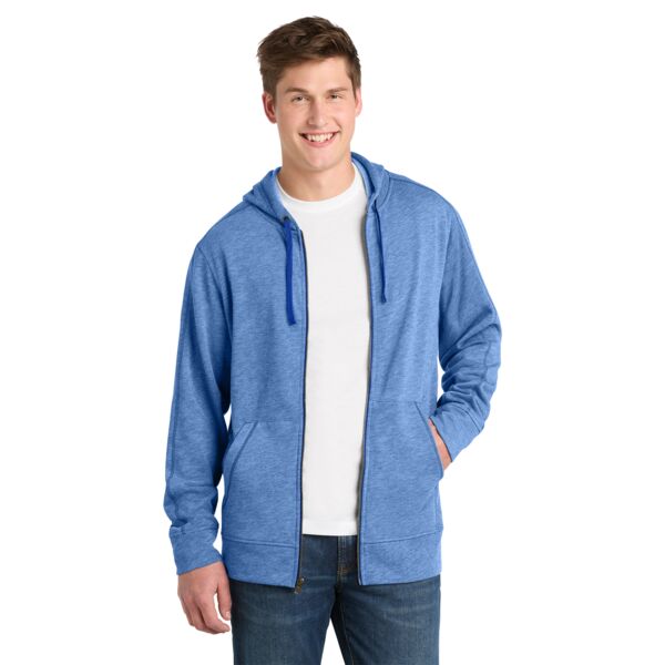 PosiCharge ® Tri Blend Wicking Fleece Full Zip Hooded Jacket Thumbnail